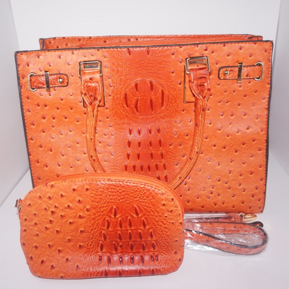 Medium Size Faux Crocodile Print Handbag